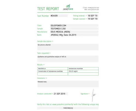 TESTOMED E 250 (TESTOSTERONE ENANTHATE) INJECTABLE STEROID IN AMPOULES